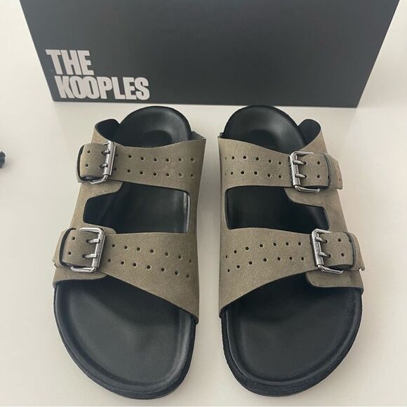 Kooples suede leather khaki slide sandal NIB Size 40 - Picture 11 of 14